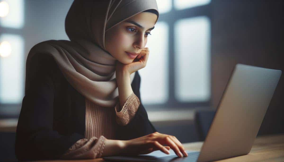 An employer writing an inclusive job posting on a laptop